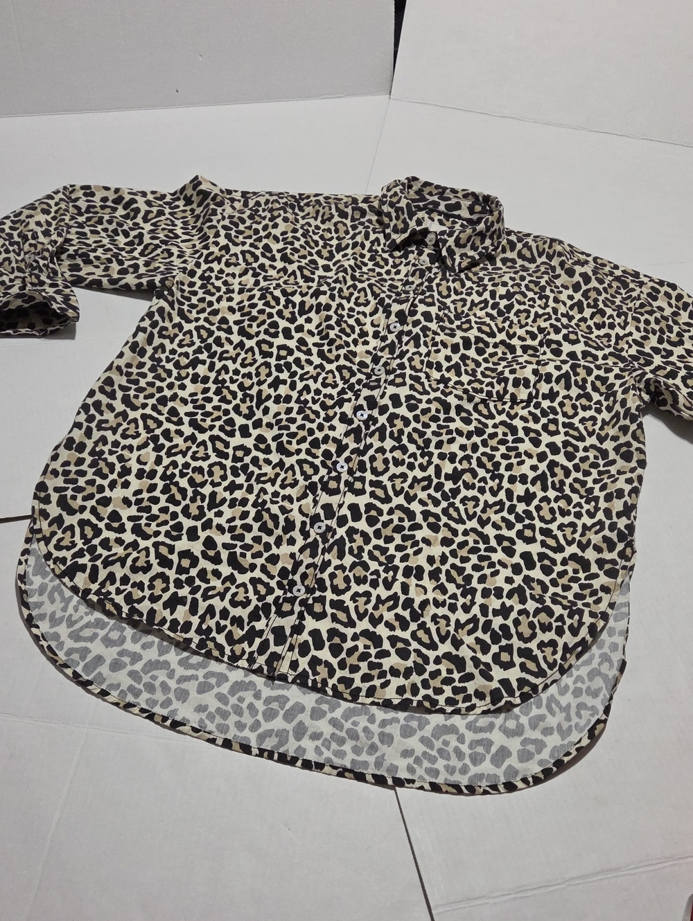 Maeve Men's Leopard Print Button-Down Shirt in Beige and Black